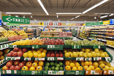 超市货架上的水果蔬菜摄影图片6