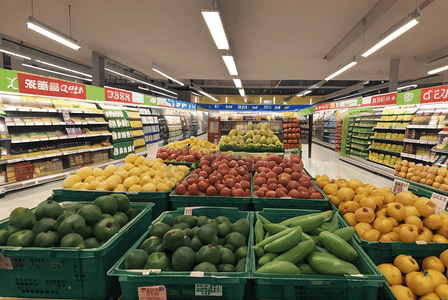 超市货架上的水果蔬菜摄影图片5
