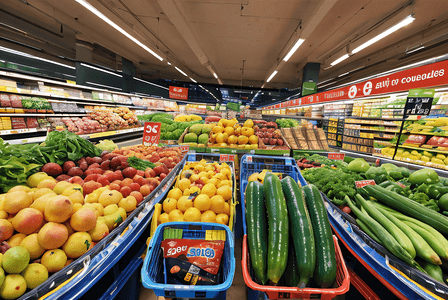超市货架上的新鲜蔬菜水果摄影图片5