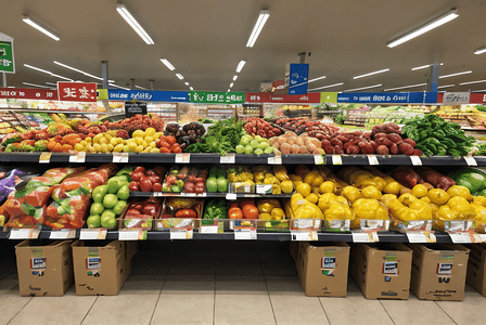 超市货架上的新鲜蔬菜水果摄影配图4