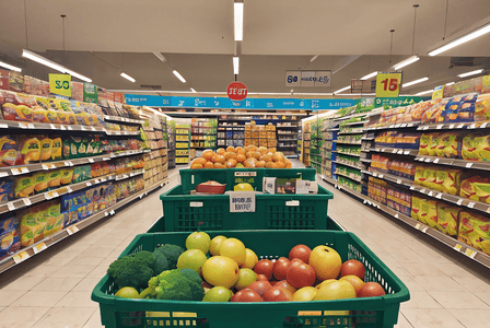 水果货架摄影照片_超市货架上的水果蔬菜摄影图片3
