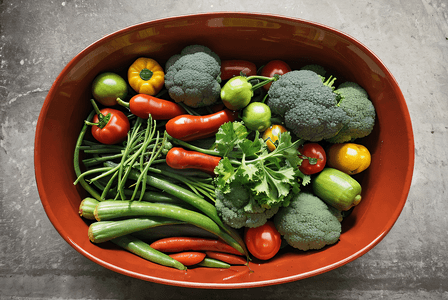 水果蓝摄影照片_盘子里的健康蔬菜水果摄影图片4