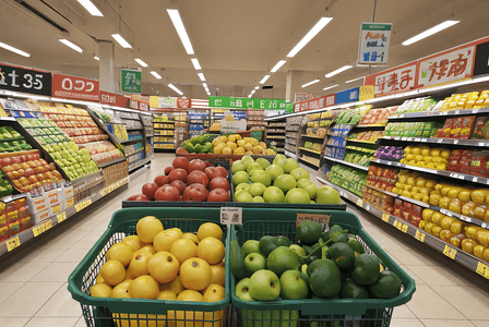 超市货架上的新鲜蔬菜水果摄影图片2