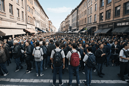 街道上拥挤的人群摄影配图0