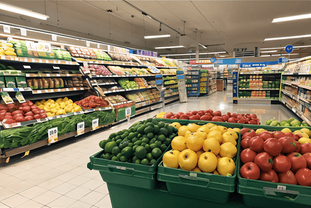 超市货架上的新鲜蔬菜水果摄影图片6