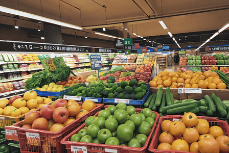 新鲜蔬菜水果摆在货架上摄影图9