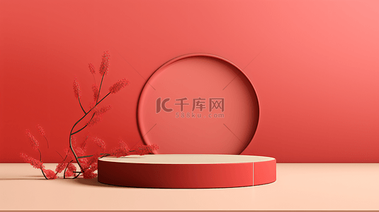 中式传统红色背景图片_春节年货电商展示场景178