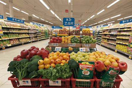 超市货架上的水果蔬菜摄影配图5