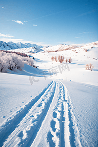 aigc雪景摄影照片_寒冷冬季白色雪景图高清摄影图