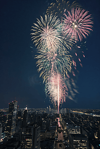 烟花摄影照片_新年春节夜晚城市夜景烟花107摄影照片