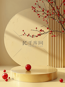 红色主题背景板背景图片_喜庆中国风新年背景立体