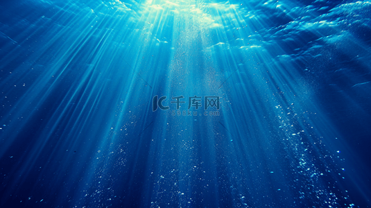 大海背景简约背景图片_蓝色水下水波纹光束简约唯美背景图2