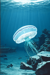 轻盈步伐摄影照片_体态轻盈的水母在水里游动的图片5