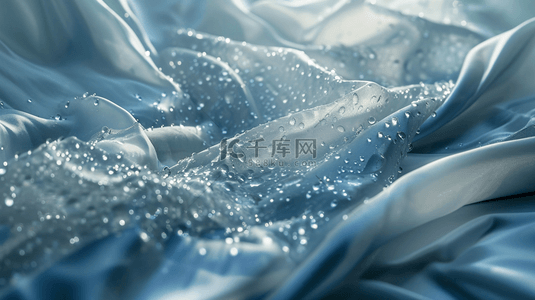 蓝色纱布水滴水珠梦幻背景图14