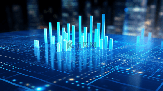 蓝色商业数据分析和金融科技立体背景图47