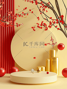 红色主题背景板背景图片_新年中国风喜庆背景立体