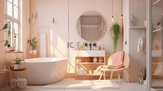 3D立体家庭浴室简约图片背景图6