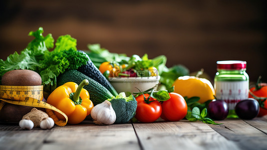 新鲜蔬菜水果背景图片_健康营养理念蔬菜水果设计图