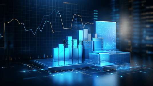 商业科技蓝色背景背景图片_蓝色商业数据分析和金融科技立体背景图48