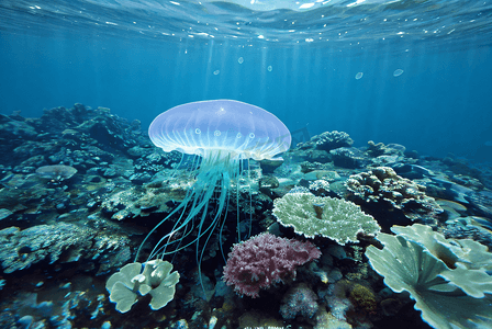 海洋里发光的水母摄影配图2