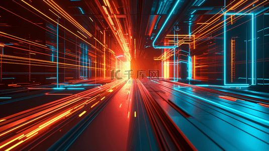 流线科技感背景图片_彩色光效线条流线科技感隧道背景图5