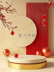 红色主题背景板背景图片_背景新年喜庆中国风立体