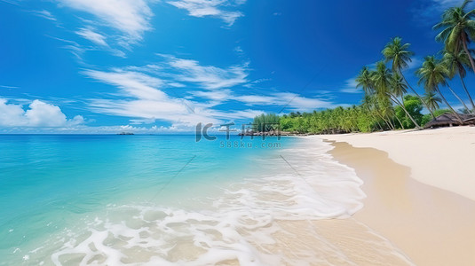 热带沙滩背景图片_美丽的热带沙滩海边图片