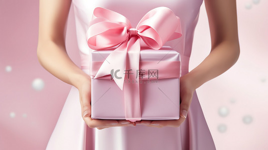 情人节礼物盒背景图片_女士拿着精致的礼物盒背景图片