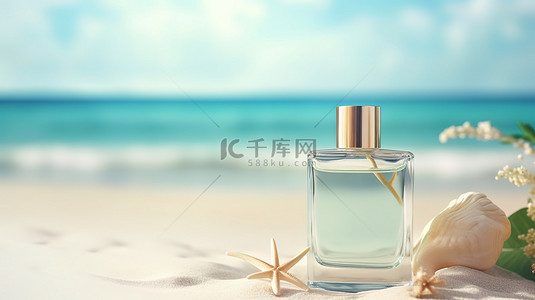 热带沙滩背景图片_热带沙滩化妆瓶子设计