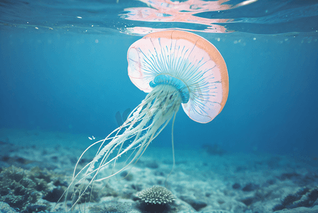 海洋里发光的水母摄影配图3