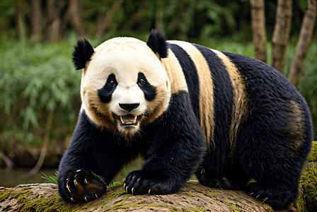 竹林里可爱的熊猫图片