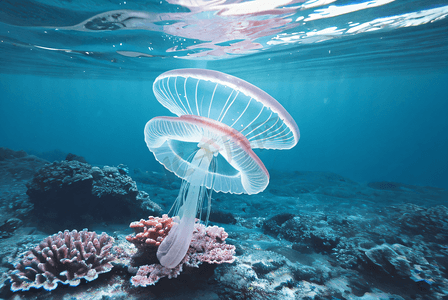 海洋里发光的水母摄影配图7