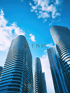 城市高楼建筑仰拍背景图片