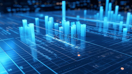 蓝色商业数据分析和金融科技立体背景图43