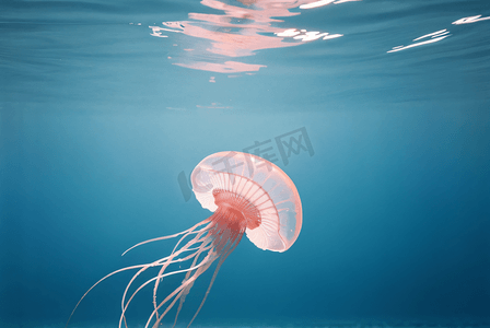 海洋里发光的水母摄影图片