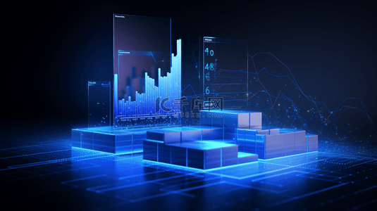 信息科技蓝色背景背景图片_蓝色商业数据分析和金融科技立体背景图2