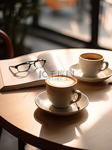 阳光咖啡背景图片_咖啡暖阳书本休闲生活背景图