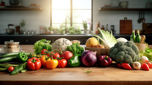减肥,背景图片_餐桌上的水果和蔬菜背景素材