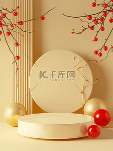 红色主题背景板背景图片_新年喜庆背景立体中国风