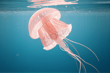 海洋里发光的水母摄影配图