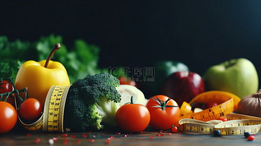 肠内营养背景图片_健康营养理念蔬菜水果背景图