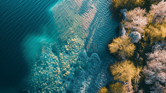 湖面清澈背景图片_绿色树木和波光粼粼的湖面景观背景图7