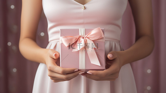 情人节礼物盒背景图片_女士拿着精致的礼物盒背景图片