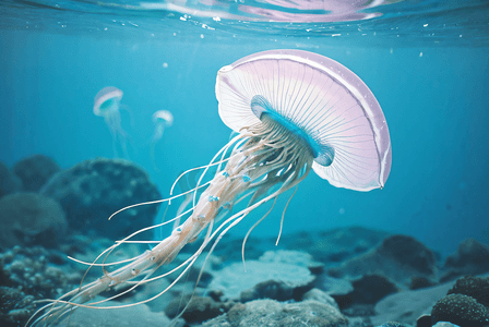 海洋里发光的水母摄影图片5