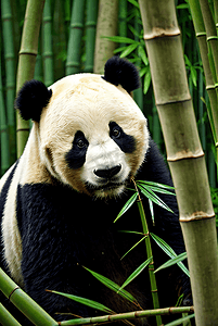 可爱熊猫与竹子摄影图片7