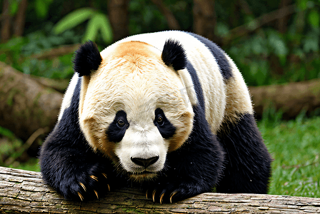 黑白动物摄影照片_竹林里可爱的熊猫图片7