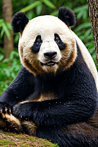 竹林，竹子，竹叶摄影照片_可爱熊猫与竹子摄影图片0
