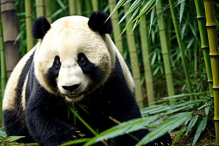 动物高清图熊猫摄影照片_国宝熊猫与竹子高清摄影图2