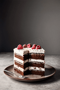 巧克力切块蛋糕摄影图5