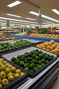 超市货架上的新鲜水果摄影图片9